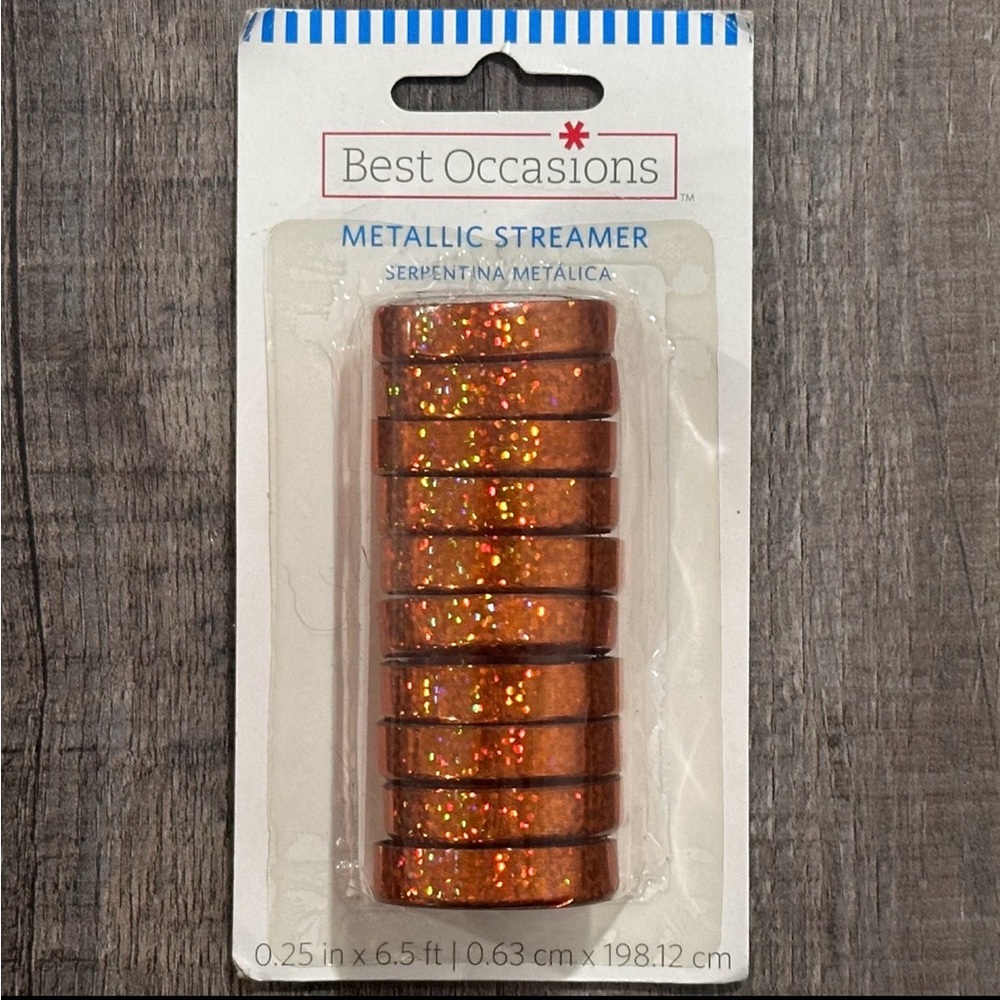 💞 New 6.5ft Sparkly Orange Metallic Party Streamers